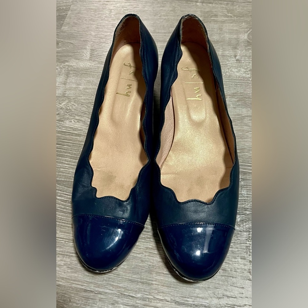 fsny Blue Leather Wedges Size 9.5